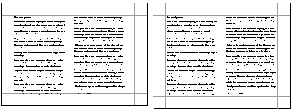 A4 & US Letter with margins and text demonstrating overflow when Letter layouts are transferred to A4