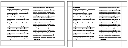 A4 & US Letter with margins and text demonstrating larger Letter bottom margin preventing text overflow